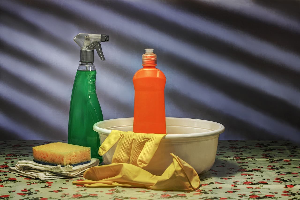 Clean kitchen counter and sink after service