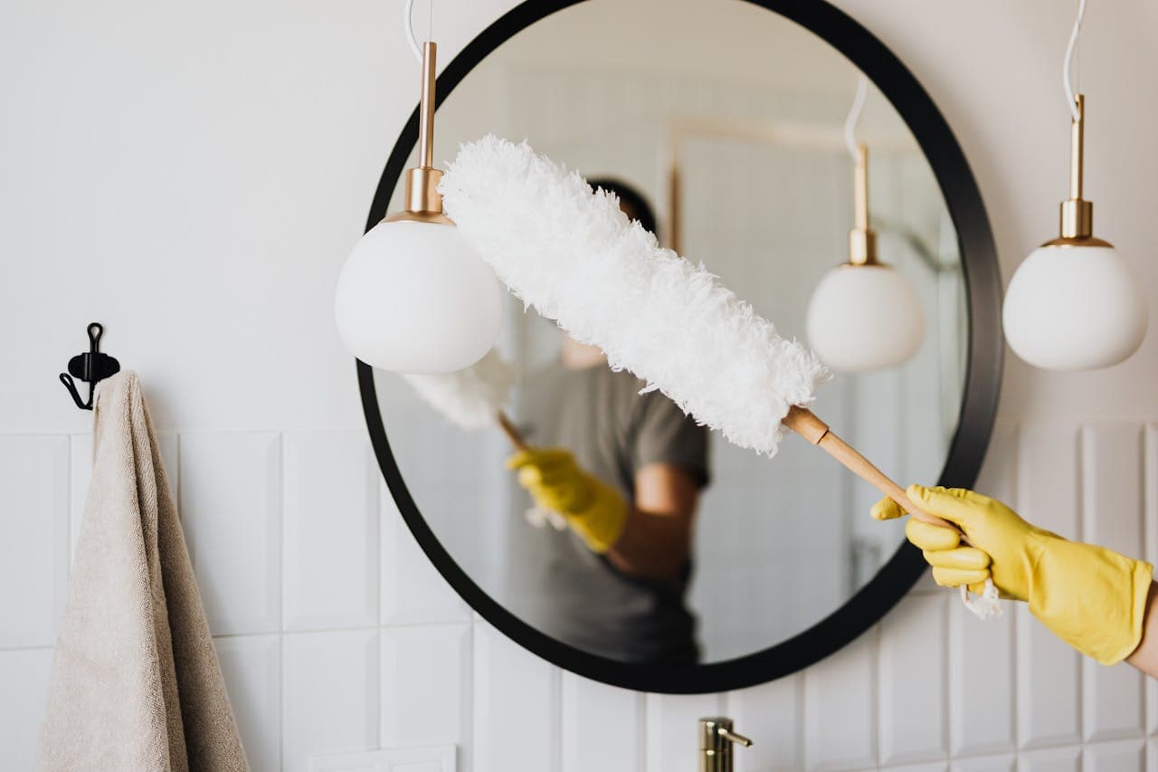 Residential cleaning supplies and clean interior
